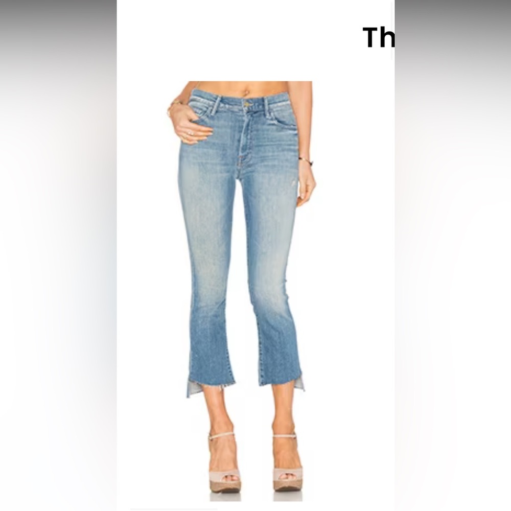 MOTHER Insider Crop Step Fray Denim Jeans High Rise shake well Raw Hem Size 26